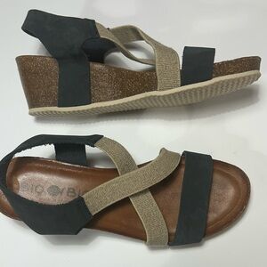 Bio Bio Cork wedge sandal with elastic cross straps 7.5